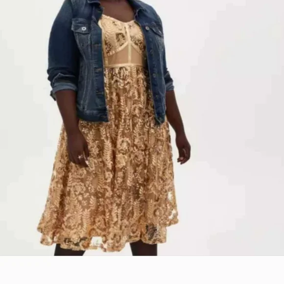 Torrid Gold Lace Midi Dress - Picture 5 of 5
